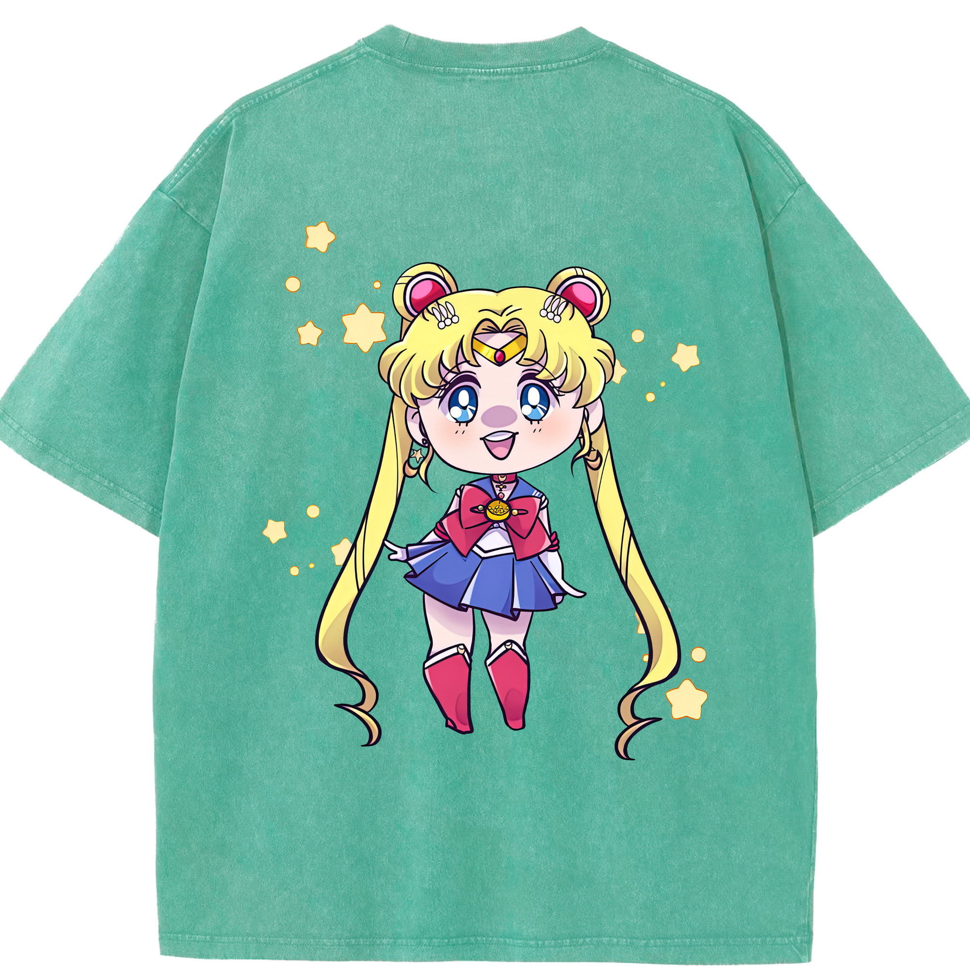 （画像用） 美少女戦士セーラームーン 月野 うさぎ つきの うさぎ Sailor Moon Tsukino Usagi 綿100% ヴィンテージ風 半袖Tシャツ（背面プリント）